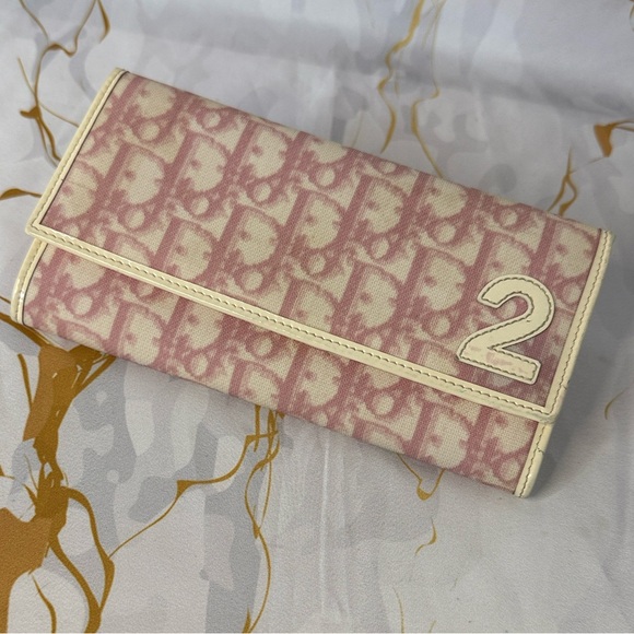 Dior Handbags - Dior Pink and Cream Monogram Wallet